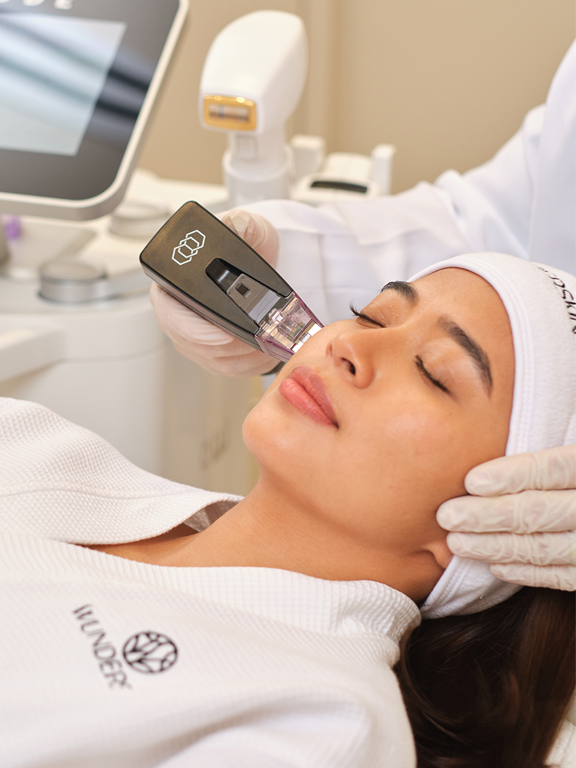 Woman relaxed, enjoying her Morpheus8 treatment